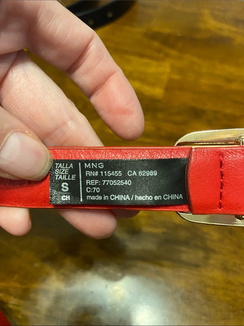 Mango Red Belt with Gold-Tone Buckle
